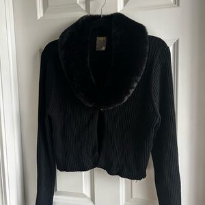 Taylor Black Ribbed Knit Cardigan